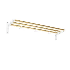 Essem Design Nostalgi Schoenenrek of hoedenplank, messing, wit frame< Garderobehaken & Hoedenplanken