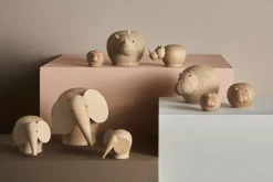 Woud Nunu houten olifant, Mini< Houten Beelden