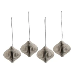 Scandi Living Onion kerstballen 4-pack, Beige< Kerstdecoraties