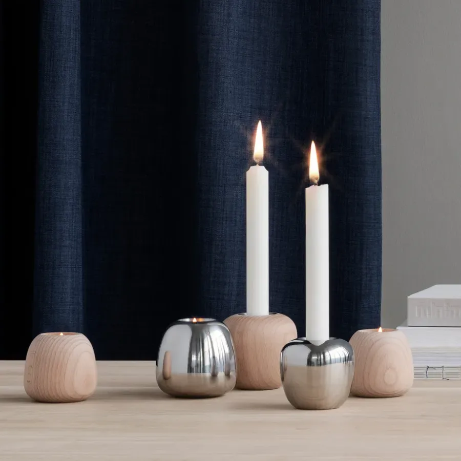 Stelton Ora kandelaar roestvrij staal, Klein< Kandelaars