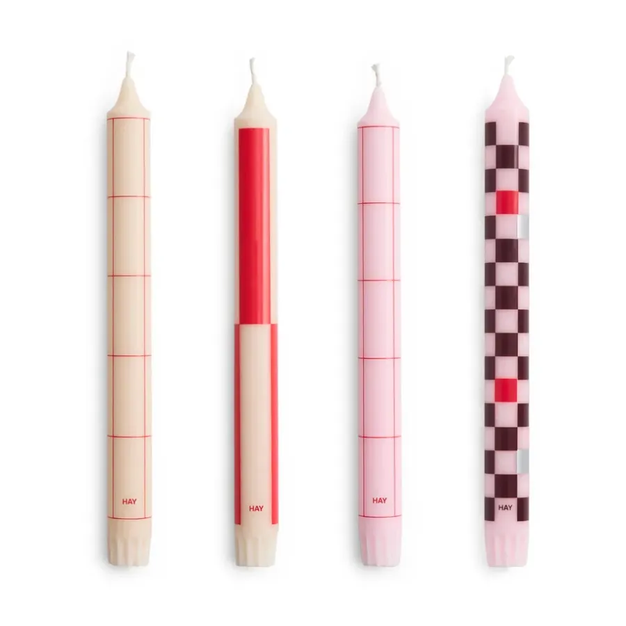 HAY Pattern kaarsen mix 4-pack, Reds-bordeaux< Kaarsen