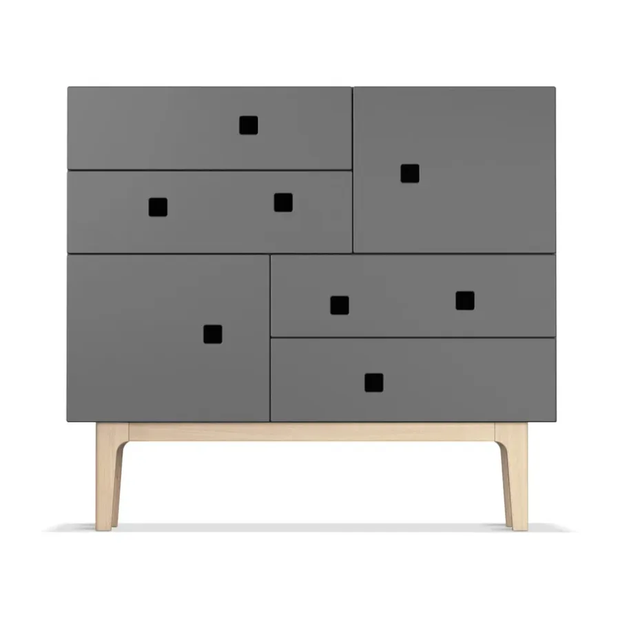 Zweed Peep B1 ladekast, slate grey, witgepigmenteerd eikenhout< Ladekasten & Ladeblokken