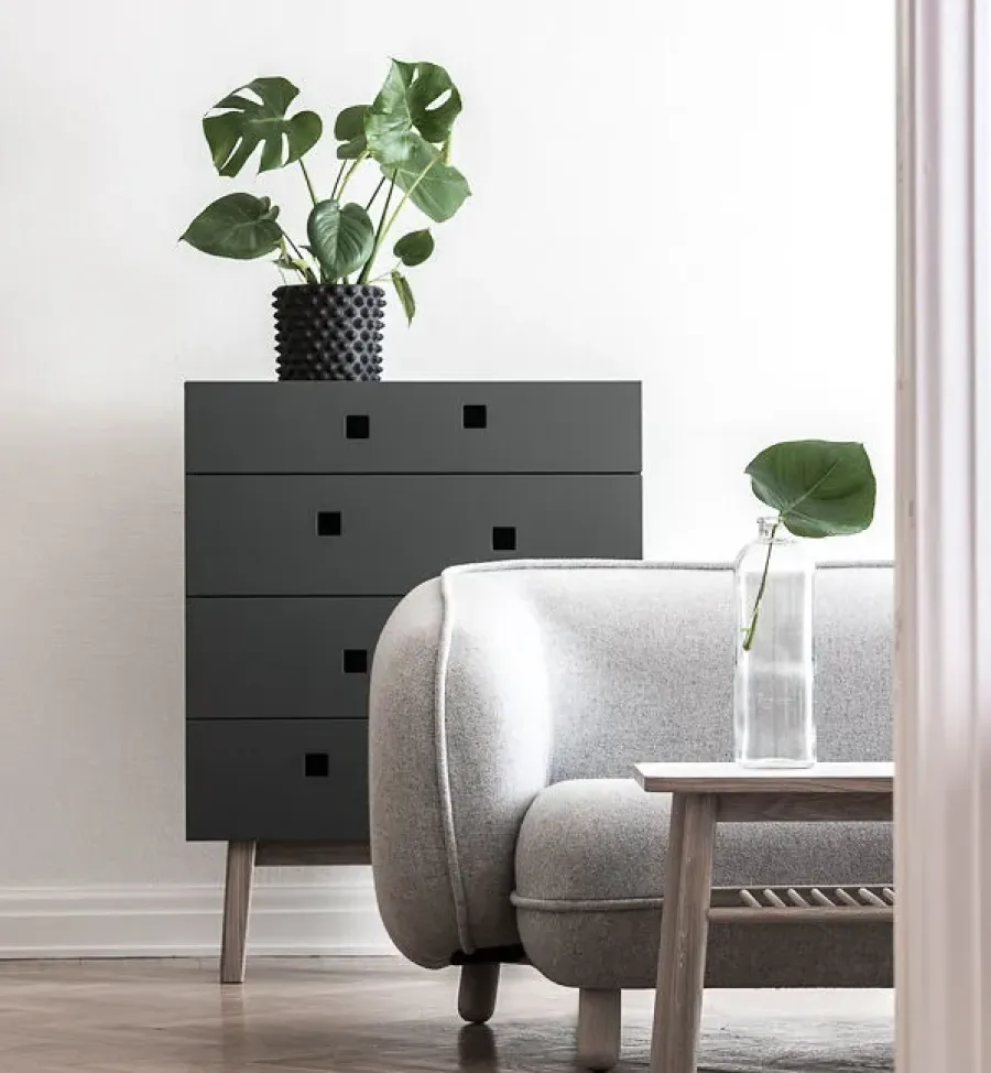 Zweed Peep B3 ladekast, slate grey, witgepigmenteerd eikenhout< Ladekasten & Ladeblokken