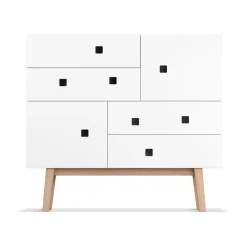 Zweed Peep B1 ladekast, wit, retro, eikenhouten onderstel< Ladekasten & Ladeblokken