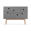 Zweed Peep C2 kast, slate grey, retro, eikenhouten poten< Kasten & Vitrines