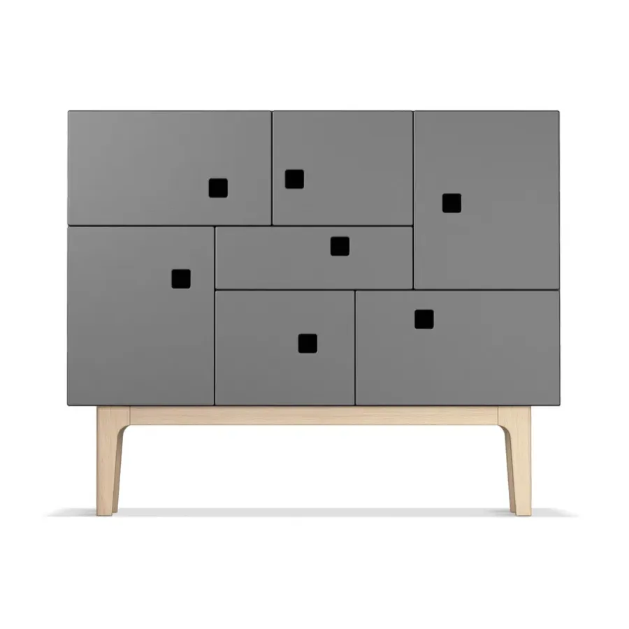 Zweed Peep C1 kast, slate grey, witgepigmenteerd eikenhout< Kasten & Vitrines