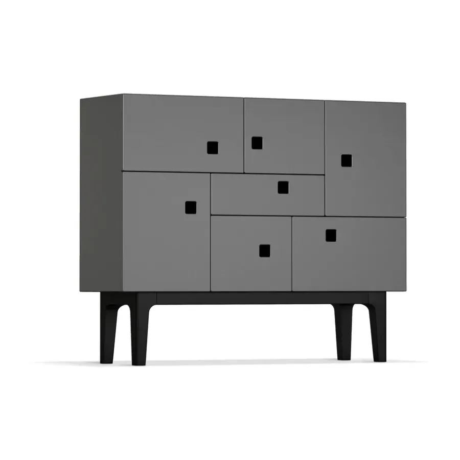 Zweed Peep C1 kast, slate grey, zwartgelakt onderstel< Kasten & Vitrines