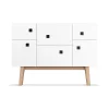 Zweed Peep C2 kast, wit, retro, eikenhouten poten< Kasten & Vitrines