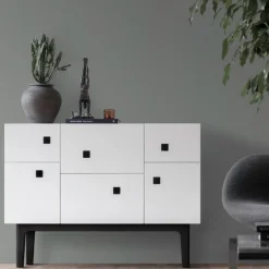 Zweed Peep C2 kast, wit, zwartgelakt< Kasten & Vitrines