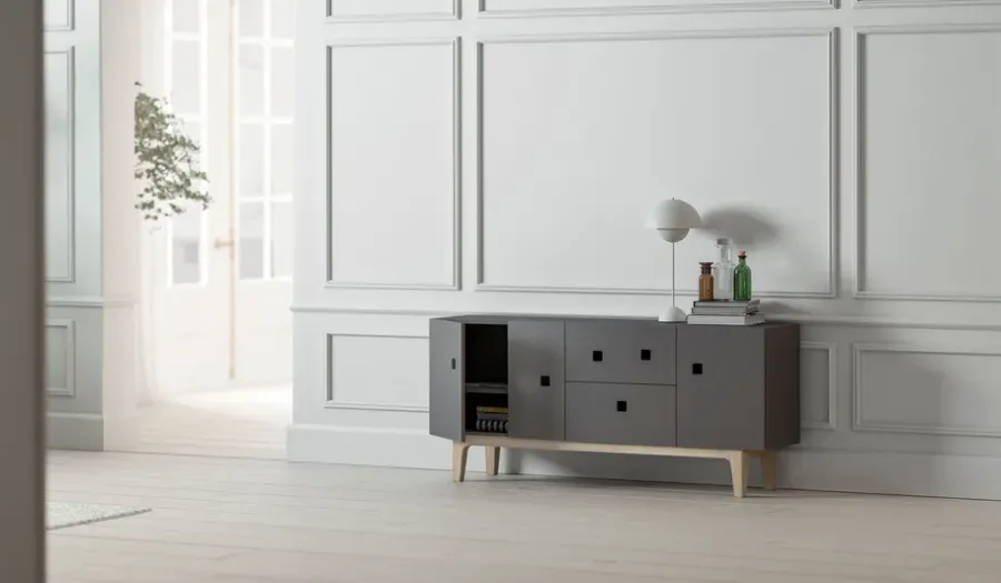 Zweed Peep M2 tv-meubel, slate grey, witgepigmenteerd eikenhout< Tv- & Mediameubels|Ladekasten & Dressoirs