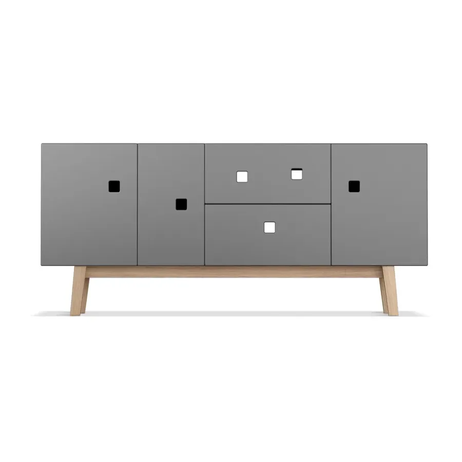 Zweed Peep M2 tv-meubel, slate grey, retro, eikenhouten onderstel< Tv- & Mediameubels|Ladekasten & Dressoirs
