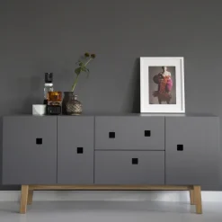 Zweed Peep M2 tv-meubel, slate grey, retro, eikenhouten onderstel< Tv- & Mediameubels|Ladekasten & Dressoirs