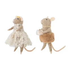 Bloomingville Peo kerstboomhanger wol 2-delig, Bruin, hoog< Kerstdecoraties