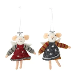 Bloomingville Peo kerstboomhanger wol 2-delig, Rood< Kerstdecoraties