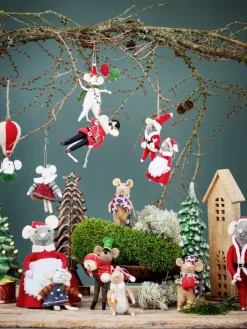 Bloomingville Peo kerstboomhanger wol 2-delig, Rood< Kerstdecoraties