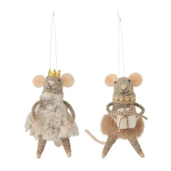 Bloomingville Peo kerstboomhanger wol 2-delig, Bruin< Kerstdecoraties
