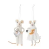 Bloomingville Peo kerstornament muis 2-delig, Wit< Kerstdecoraties