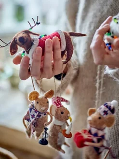 Bloomingville Peo kerstornament muis 3-delig, Bruin< Kerstdecoraties