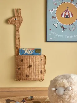 Bloomingville Philine wandmand 90 cm, Nature giraffe< Opbergmanden|Opbergoplossingen Voor De Kinderkamer