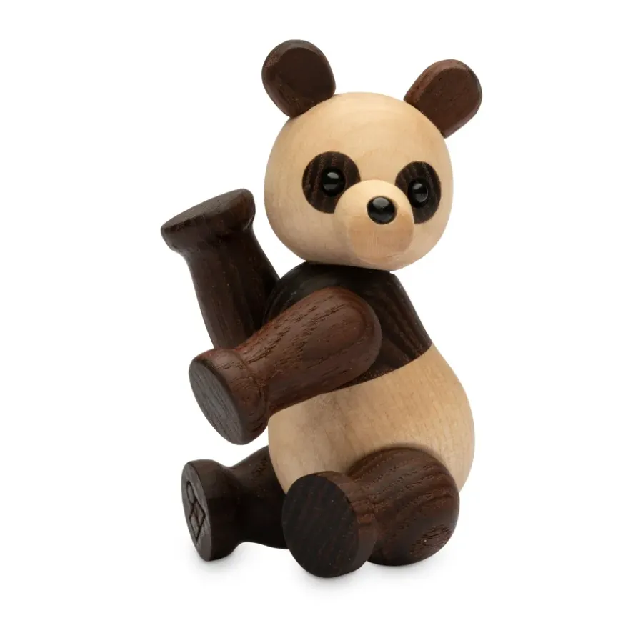 Spring Copenhagen Pixi Panda decoratie Esdoorn 9 cm, Bruin< Houten Beelden