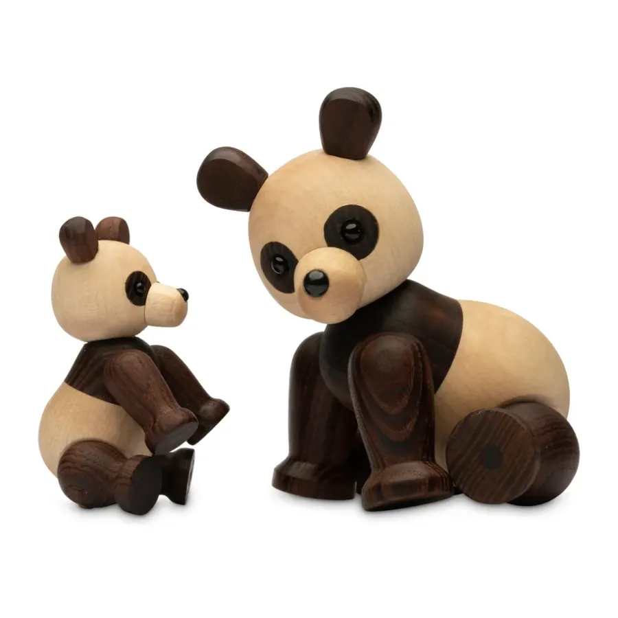 Spring Copenhagen Pixi Panda decoratie Esdoorn 9 cm, Bruin< Houten Beelden
