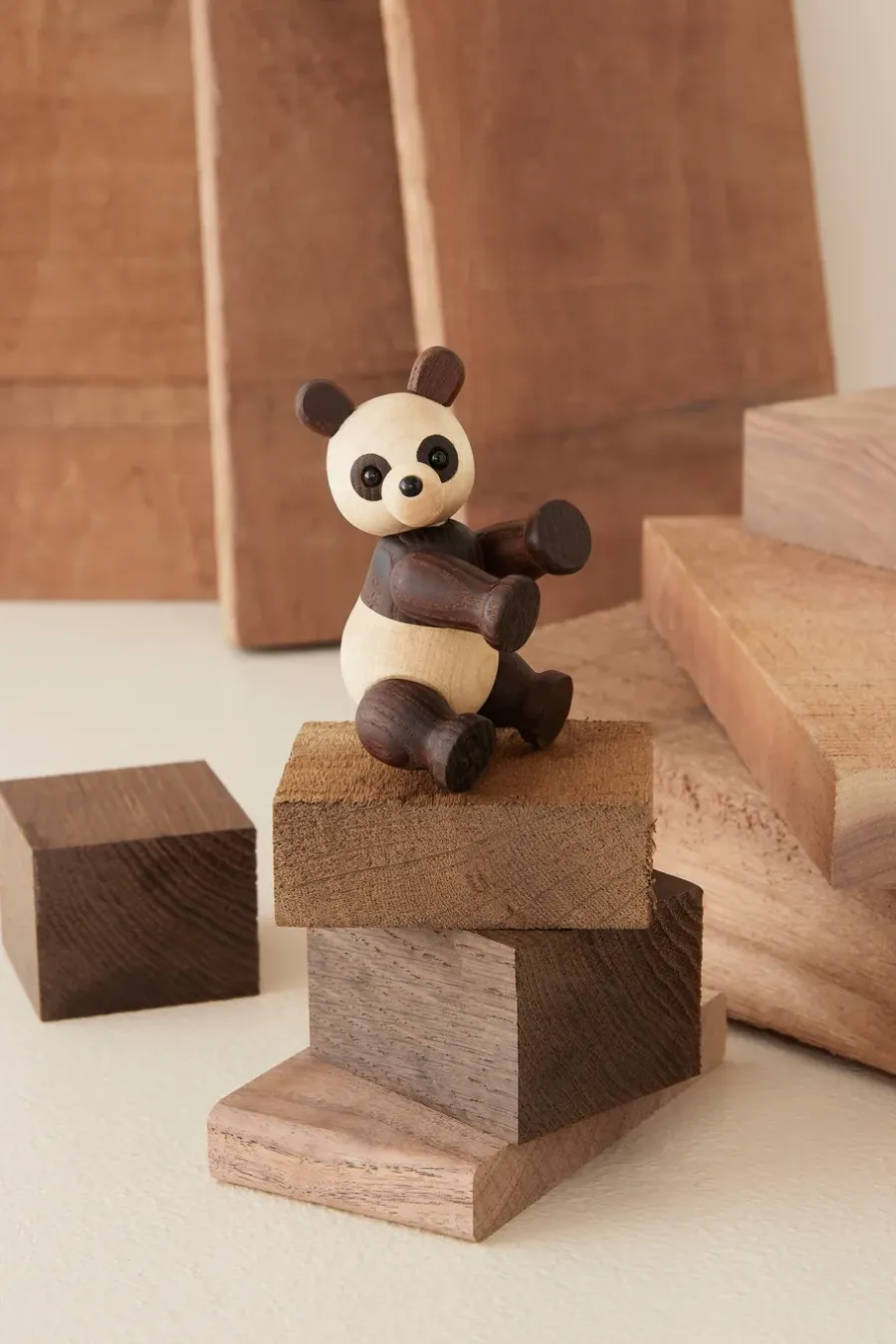 Spring Copenhagen Pixi Panda decoratie Esdoorn 9 cm, Bruin< Houten Beelden