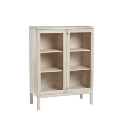 Stolab Prio kast hoog, berkenhout witgeolied, glazen deur< Kasten & Vitrines