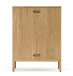 Stolab Prio kast hoog, eikenhout naturel olie, houten deur< Kasten & Vitrines
