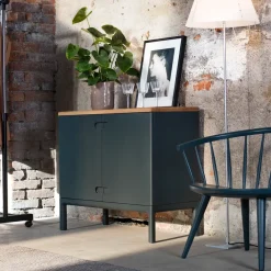 Stolab Prio kast laag, berkenhout witgeolied, houten deur< Kasten & Vitrines