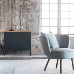 Stolab Prio kast laag, berkenhout witgeolied, houten deur< Kasten & Vitrines