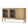 Stolab Prio Medium dressoir, eikenhout naturel olie, glazen deur< Ladekasten & Dressoirs