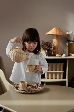 Ferm Living Rattan theeservies 3-delig, Natural< Kinderkamer Interieuraccessoires|Kinderkamer Interieuraccessoires