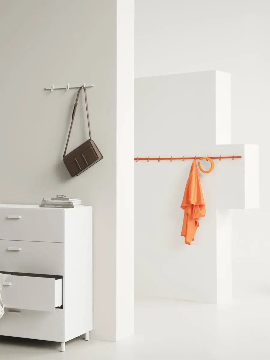 Relief hakenrek small 41 cm, Wit< Haken & Hangers