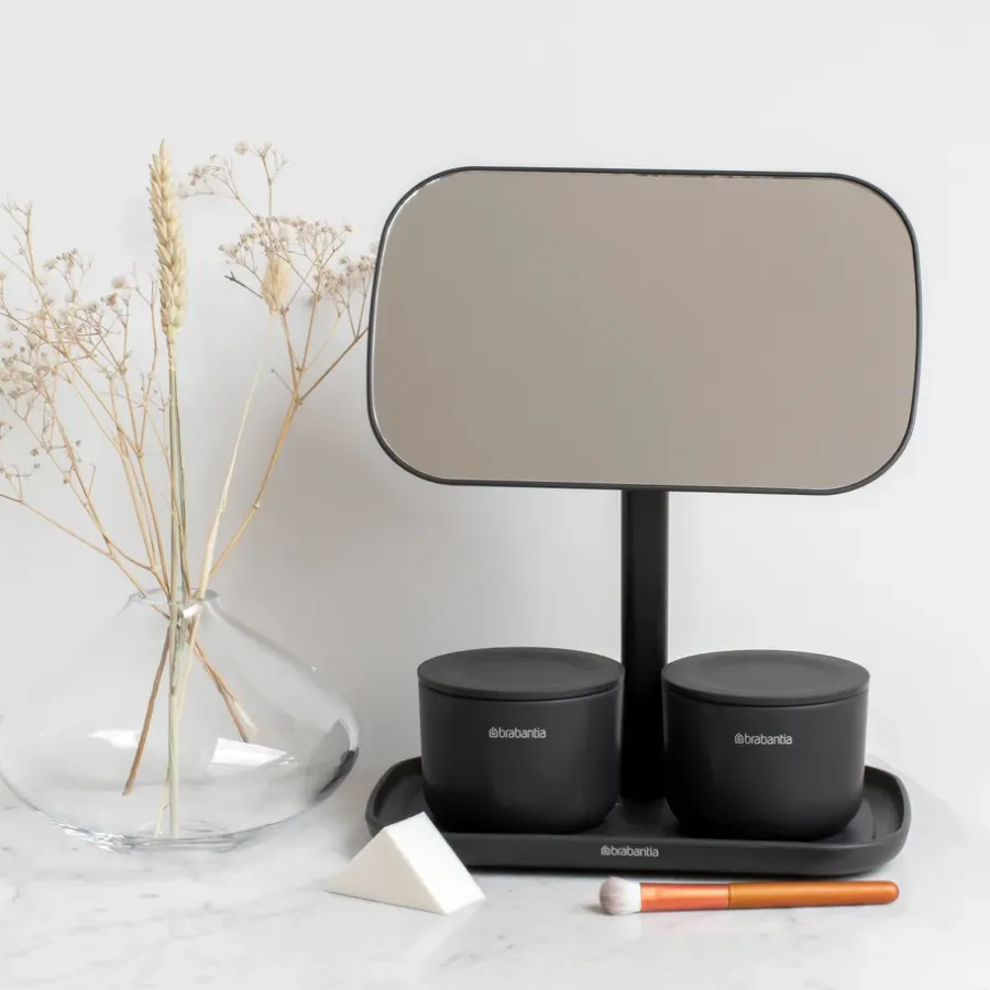 Brabantia ReNew spiegel met opbergvakje, Donkergrijs< Tafelspiegels