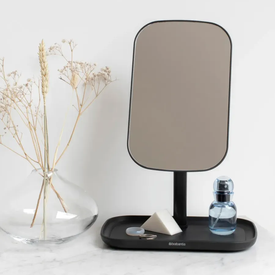 Brabantia ReNew spiegel met opbergvakje, Donkergrijs< Tafelspiegels