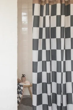 Mette Ditmer Retro douchegordijn 150x200 cm, Dark grey< Douchegordijnen