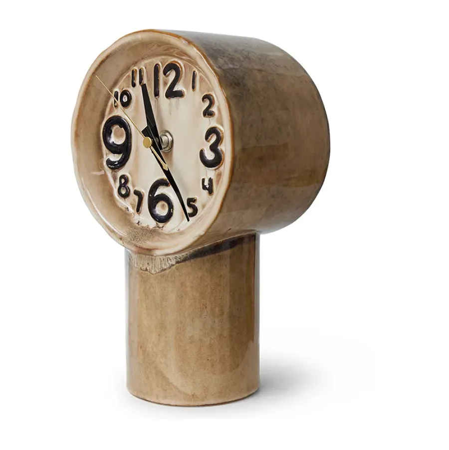 HKliving Retro keramische klok 23,5 cm, Cream< Tafelklokken
