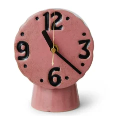 HKliving Retro keramische klok 16,2 cm, Pink< Tafelklokken