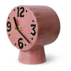 HKliving Retro keramische klok 16,2 cm, Pink< Tafelklokken