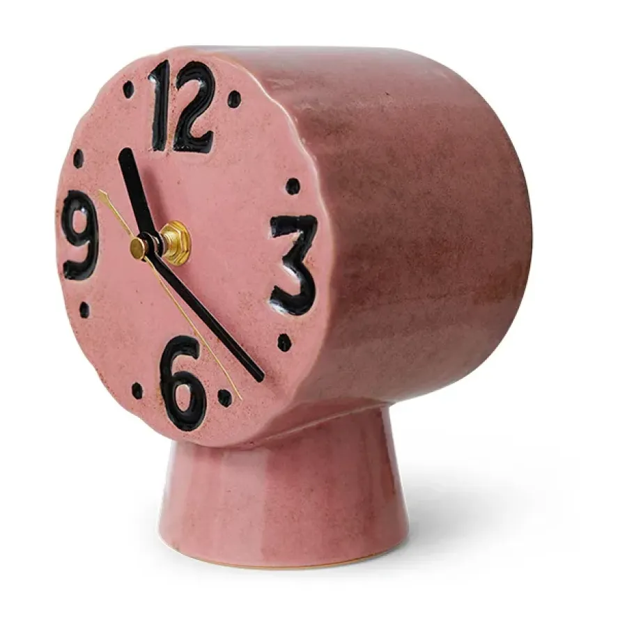 HKliving Retro keramische klok 16,2 cm, Pink< Tafelklokken
