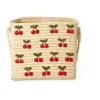 RICE raffiamand met handvat 30x30 cm, Kers< Opbergmanden