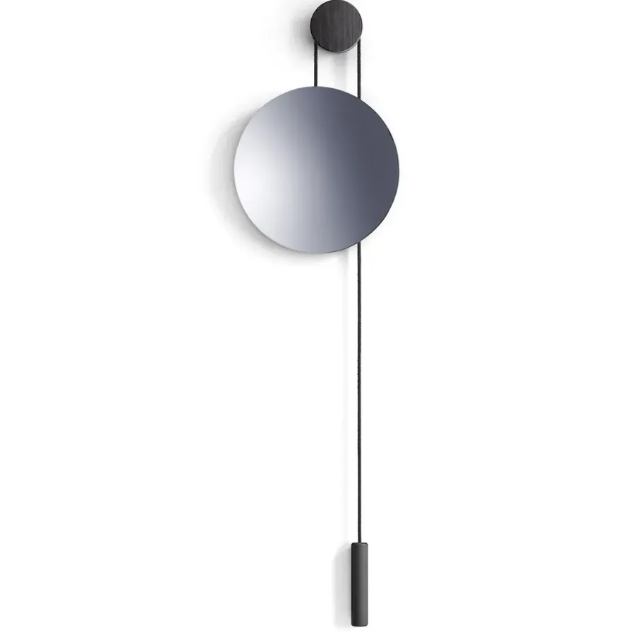 New Works Rise and Shine spiegel, Burned oak-steel weight< Ronde Spiegels|Wandspiegels