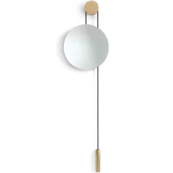 New Works Rise and Shine spiegel, Natural oak-brass weight< Ronde Spiegels|Wandspiegels