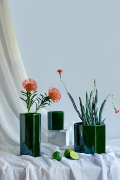 Bergs Potter Romeo vaas geglazuurd Ø12 cm, Green< Vazen