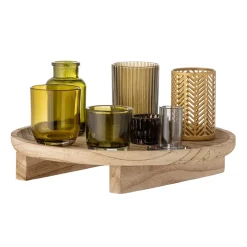 Bloomingville Sanga plateau met waxinelichtjeshouders 8-delig, Natuur-multi< Kaarsenhouders & Kaarsenborden