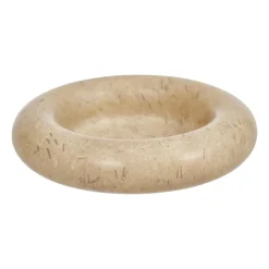 OYOY Savi marmer kaarsenhouder Ø13,8 cm, Beige< Kandelaars