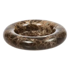 OYOY Savi marmer kaarsenhouder Ø13,8 cm, Choco< Kandelaars