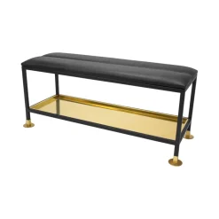 Scherlin Schoenenrek 11, zwart/messing, zwart leren kussen< Schoenenrekken
