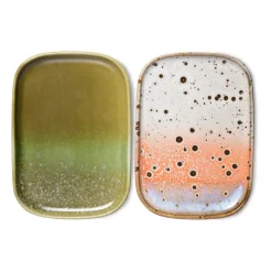 HKliving 70's dienblad klein 2-pack, Asteroids / Grass< Decoratieve Accessoires|Decoratieve Dienbladen