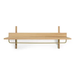 Ferm Living Sector plank met stang 37x87 cm, Oak-brass< Garderobehaken & Hoedenplanken